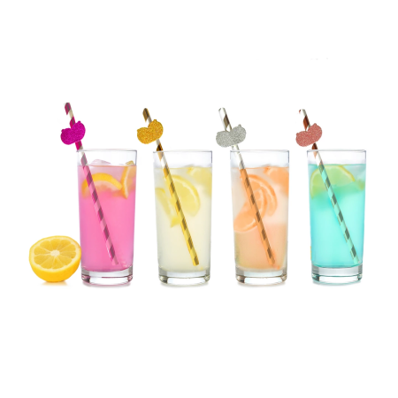 Glitterati Party Straws Metallic Mix 8-Pack - Tall Decorative Design