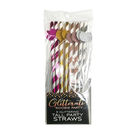 Glitterati Party Straws Metallic Mix 8-Pack - Tall Decorative Design
