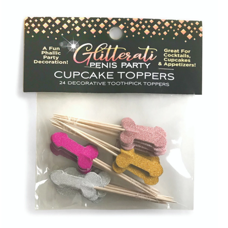 Glitterati Cupcake Topper Set Metallic Colors 24pcs Party Decor