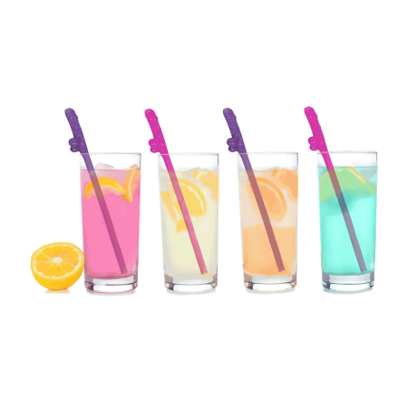 Hott Products Super Fun Party Straws Pink & Purple 8pcs Reusable Set