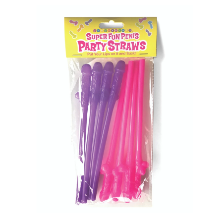 Hott Products Super Fun Party Straws Pink & Purple 8pcs Reusable Set