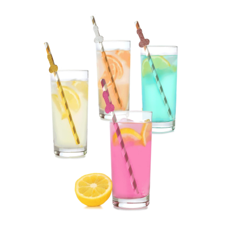 Glitterati Decorative Tall Party Straws Metallic Set 8pcs Gold & Silver