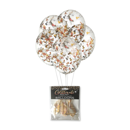 Glitterati Balloons with Metallic Confetti 5pcs - Elegant Bachelorette Decor