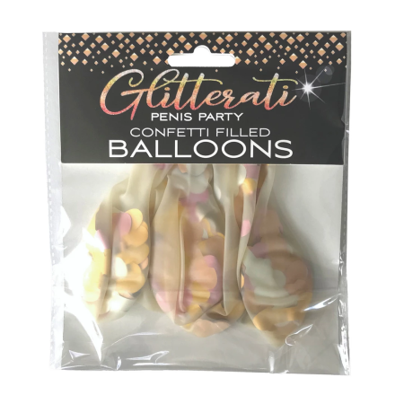 Glitterati Balloons with Metallic Confetti 5pcs - Elegant Bachelorette Decor