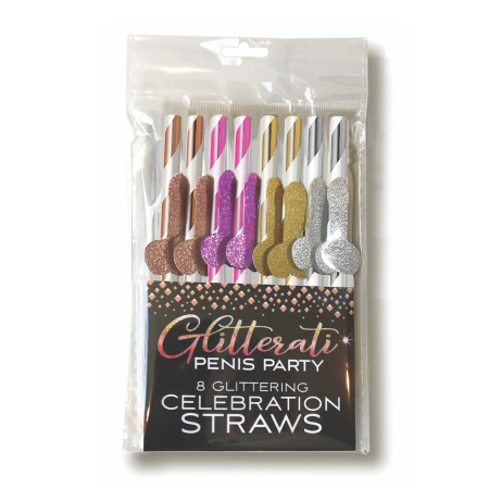 Glitterati Party Straws Set - Metallic Stripe, Assorted Colors, 8 pcs