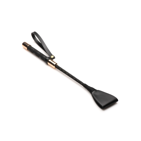 XR Brands 18" Riding Crop Vegan Leather Black 45cm Textured Grip