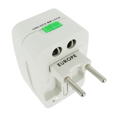 XR Brands Travel Universal Adapter 4-in-1 Worldwide Plug White ABS