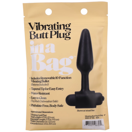 Doc Johnson Vibrating Anal Plug 10-Function 4" Silicone Black