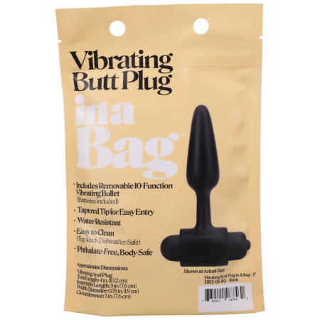 Doc Johnson Vibrating Plug 3" Silicone Intimate Machine Black