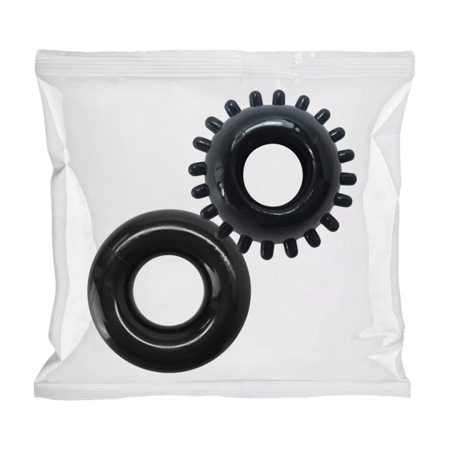 Oxballs 2-Piece Black C-Ring Set - Bulk 50-Pack, Body-Safe TPE