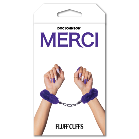 Doc Johnson Fluff Cuffs Intimate Restraints Soft Faux Fur Purple