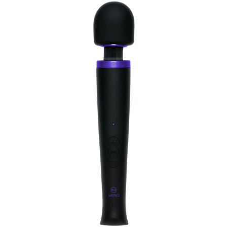 Merci Power Wand Black - Rechargeable Silicone Massager, 8 Modes