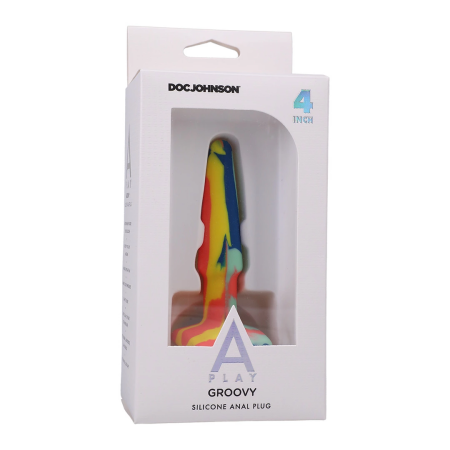 A-Play Groovy Silicone Comfort Plug 10 cm Multicolor by Doc Johnson