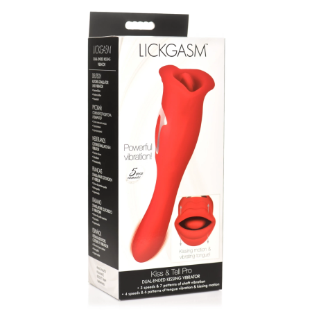 Kiss and Tell Pro Dual-Ended Vibrator Red - Flexible Silicone, Waterproof