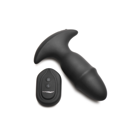 XR Brands Butt Slider Silicone Intimate Plug Black - Sliding & Vibrating