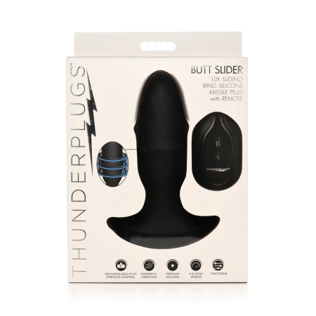 XR Brands Butt Slider Silicone Intimate Plug Black - Sliding & Vibrating