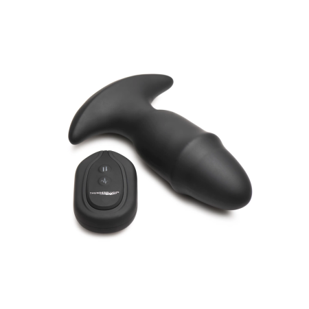 XR Brands Butt Slider Silicone Intimate Plug Black - Sliding & Vibrating