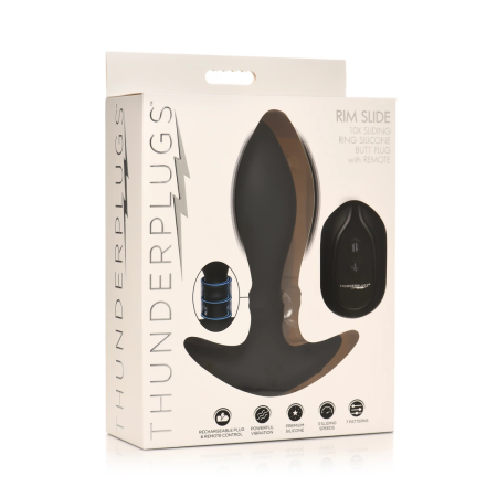 XR Brands Rim Slide Silicone Plug with Sliding & Vibration Black