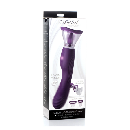 XR Brands Lickgasm 8-Mode Intimate Licking & Suction Device Purple