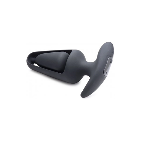 XR Brands Power Plug 7X Hollow Black Remote-Controlled Silicone Plug