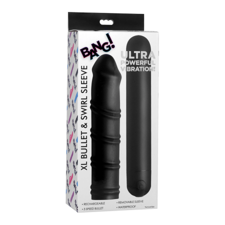 BANG XL Bullet Multi-Speed System with Swirl Silicone Sleeve, Black