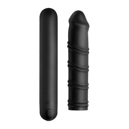 BANG XL Bullet Multi-Speed System with Swirl Silicone Sleeve, Black