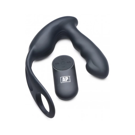 XR Brands P-Strap Prostate Massager & Vibrating Harness, 7 Modes, Black