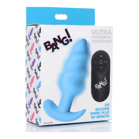 BANG Swirl Silicone Anal Plug with Remote Control, 21 Vibration Modes