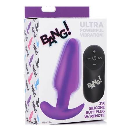 BANG Silicone Remote-Controlled Vibrating Plug, 21 Modes, Waterproof