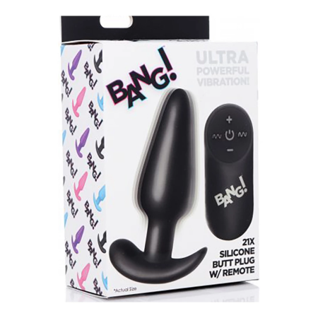 BANG Remote-Controlled Silicone Plug - 21-Mode Waterproof, Black