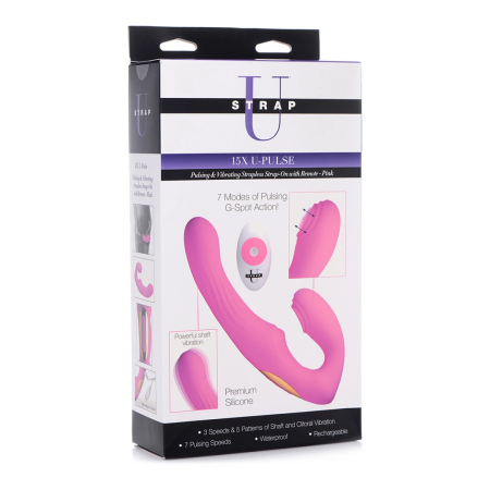 XR Brands U-Pulse Silicone Pulsating Strapless Intimate System, Black