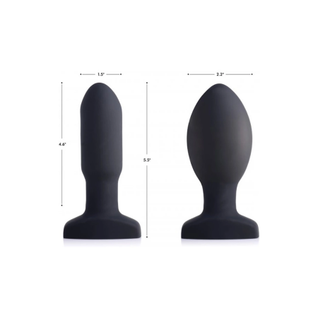 XR Brands Inflatable Silicone Plug with Remote Control, Black, Medium