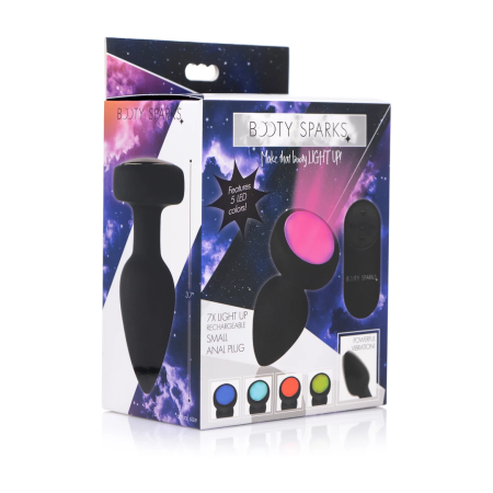 XR Brands Vibrating LED Plug Small - Silicone, 7 Modes, Remote Control