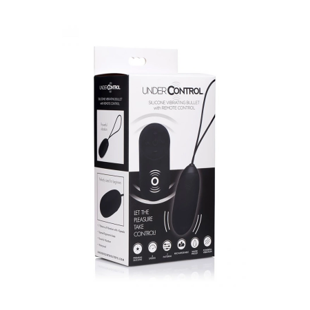 XR Brands Vibrating Silicone Bullet Remote Control Rechargeable Black