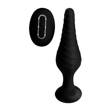 XR Brands Silicone Plug with Remote Control, 10 Vibration Modes, Black