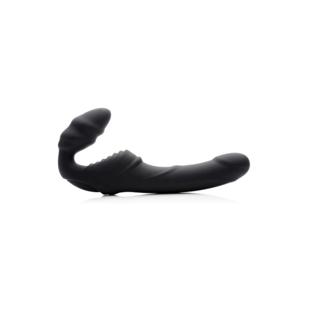 Slim Rider Ribbed Wireless Strapless Strap-On by XR Brands, Silicone, Black