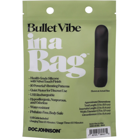 Doc Johnson PowerBullet 10-Function USB Rechargeable Mini Vibe, Black