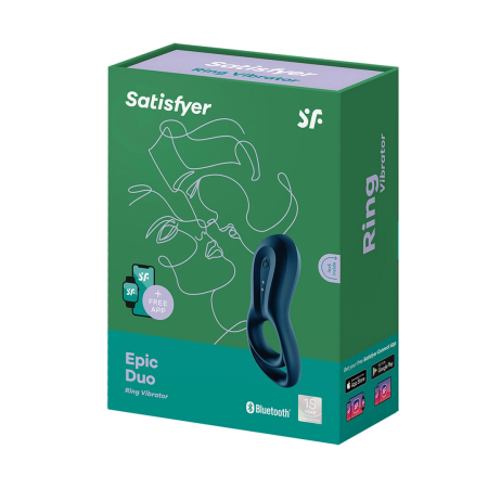 Epic Duo Ring Vibrating Double Silicone Stimulation System Black