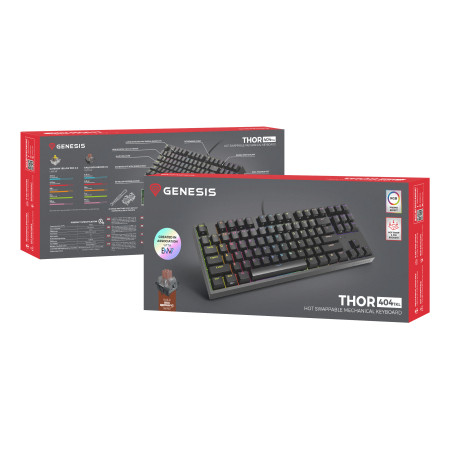 GENESIS Thor 404 TKL žaidimų klaviatūra USB QWERTY Anglų (JAV) Juoda