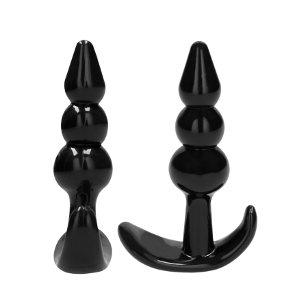 Ouch! No.80 Silicone Anal Plug Set 4 Sizes Ergonomic Base Black