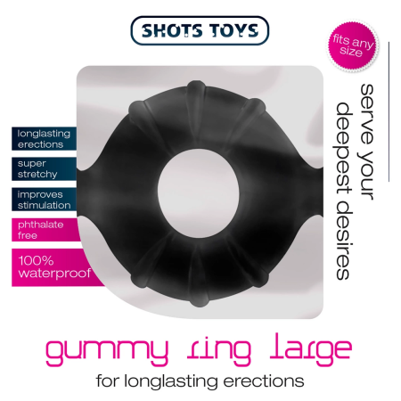 Shots Gummy Ring Large - Flexible Intimate Support Ring, TPE, Clear