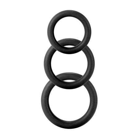 Screaming O Twiddle Rings Set 3 Sizes Silicone Black Flexible