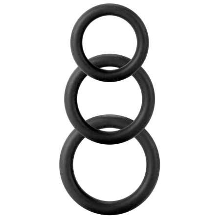 Screaming O Twiddle Rings Set 3 Sizes Silicone Black Flexible