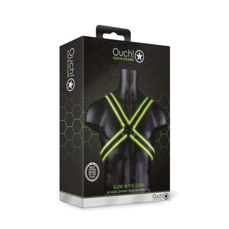 OUCH! Cross Armor Harness L/XL Glow in the Dark Adjustable Design