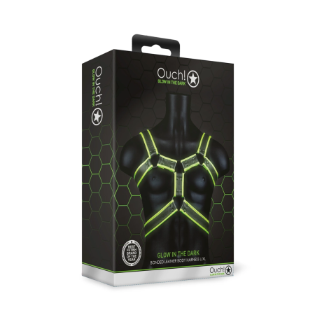 Ouch! Body Armor Glow-in-the-Dark Harness L/XL Adjustable Neon Green