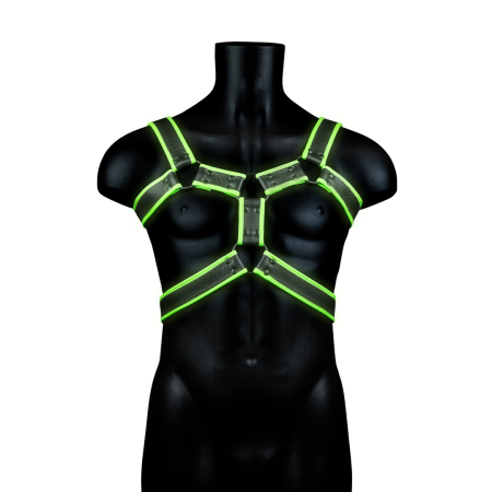 Ouch! Body Armor Glow-in-the-Dark Harness L/XL Adjustable Neon Green