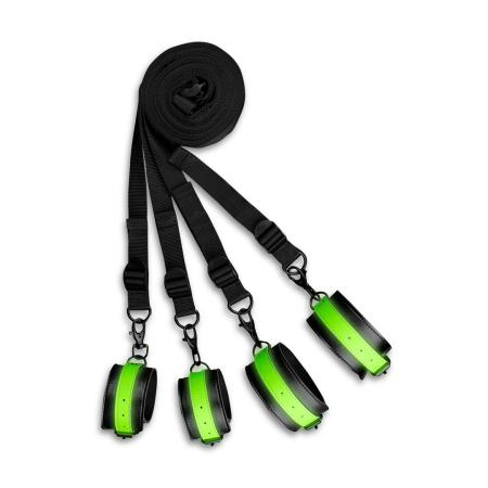 Ouch! Glow in the Dark Bed Restraint Attachment Set, Neon Green