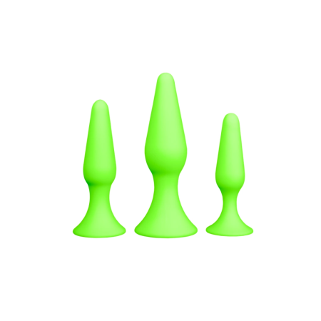 Ouch! Glow in the Dark Plug Set - Fluorescent Green, 3 Sizes