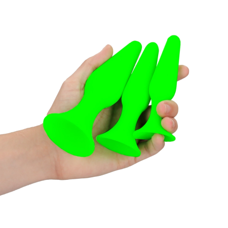 Ouch! Glow in the Dark Plug Set - Fluorescent Green, 3 Sizes