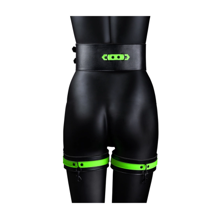 Ouch! Glow in the Dark Thigh Cuffs & Belt Set S/M - Luminous Green